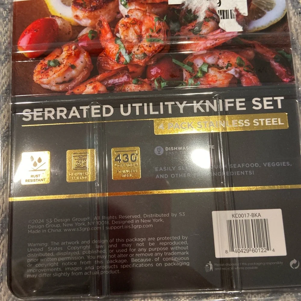 Baker & Brewer Serrated Utility Knife Set – 2 Packs (4 Knives Each)